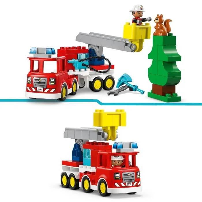LEGO DUPLO - Camion de Pompiers de Ma Ville 10473, Jouet de Construction Éducatif avec Échelle et Figurine pour Enfants dès 2 Ans