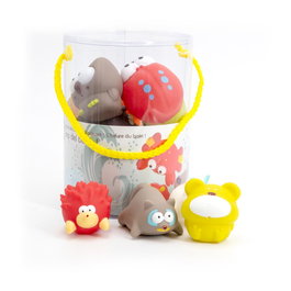 Tachan Set de 10 animaux doux en peluche pour le bain et le jeu - Jouet d'éveil pour bébé dès 6 mois - Présenté en tube - Langues multiples