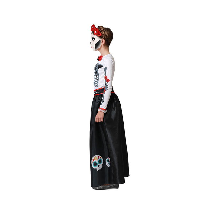 BigBuy Carnival Déguisement Catrina Squelette avec Robe et Roses, 5-6 Ans