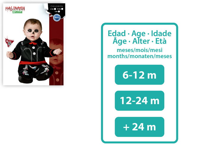 Déguisement Enfant Singe Squelette Mexicain Coloré pour Garçon Bébé 24 Mois - Polyester pour Halloween, Fête des Morts et Événements Culturels