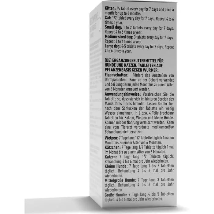 Vetocanis VerZen - Comprimés vermifuges pour chien et chat - Aux plantes, arôme viande - Boîte de 30 comprimés