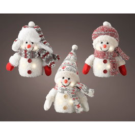 Lumineo Bonhomme de neige avec microLED, modèles variés, 11 x 8 x 18 cm