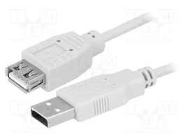 LOGILINK Câble USB 2.0 gris 3m USB A socle vers USB A prise