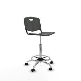 Tabouret Taburete Robledo Pivotant Chlorure de polyvinyle Gris foncé Structure chromée Sans accoudoirs Sans appui-tête Roulettes pour moquette