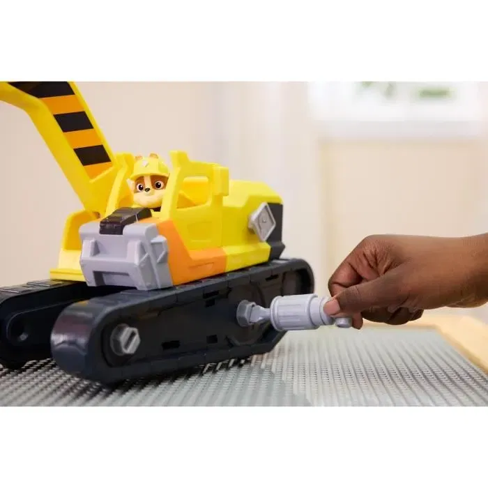 Spinmaster - Ruben & Compagnie - Bulldozer multifonction 2 en 1 avec pelle, 3 outils et figurine - Véhicule de chantier pour enfants dès 3 ans - La Pat'Patrouille