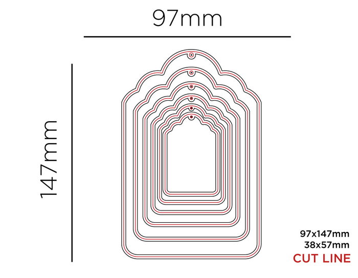 Misskuty Lot de 6 emporte-pièces fins ZAG pour étiquettes Misskuty Lot de 6 emporte-pièces fins ZAG pour étiquettes