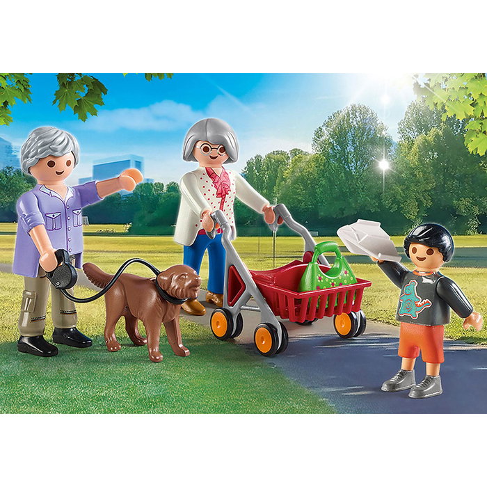 PLAYMOBIL - Figurines Grands-parents et Petit-Fils 70990 - Thème Jouet éducatif - Pour enfants dès 4 ans - Langues multiples