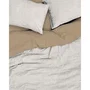 Parure de lit King Size beige en coton renforcé avec housse de couette et 2 taies d'oreiller