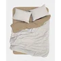 Parure de lit King Size beige en coton renforcé avec housse de couette et 2 taies d'oreiller