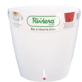 Riviera RIVIERA - Pot de fleurs rond Eva New en plastique avec réserve d'eau - Ø 46 x H 45 cm - 49 L - Blanc