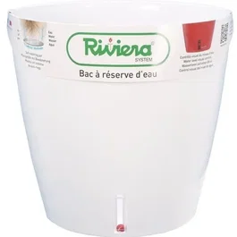 Riviera RIVIERA - Pot de fleurs rond Eva New en plastique avec réserve d'eau - Ø 46 x H 45 cm - 49 L - Blanc