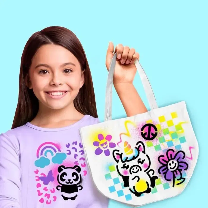 Canal Toys AIR 016 - Kit de Design de Mode et Airbrush Art, complet avec Spray Électronique, Pochoirs Adhésifs et Feutres pour Personnaliser Vêtements et Accessoires Textiles