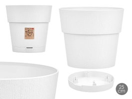 Stefanplast Pot de fleurs en plastique recyclé blanc 25 cm avec réservoir d'eau Ethica (Set de 6)