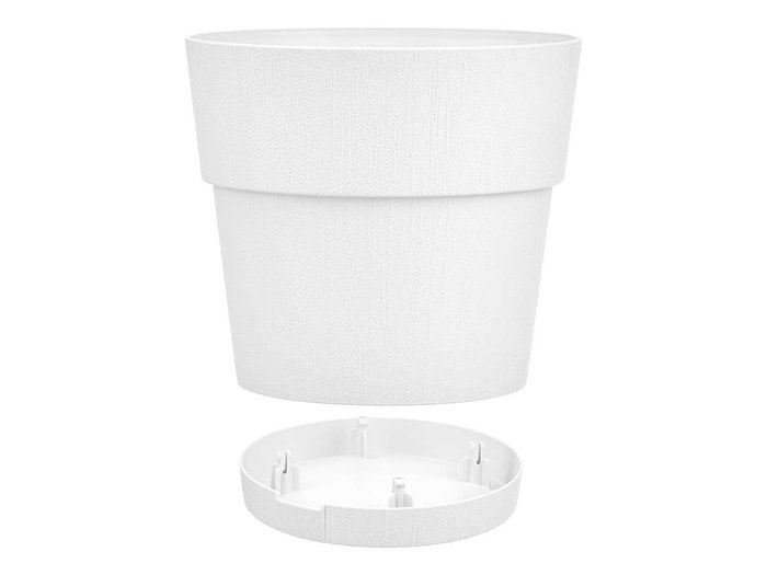 Stefanplast Pot de fleurs en plastique recyclé blanc 25 cm avec réservoir d'eau Ethica (Set de 6)