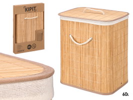 KIPIT Pongotodo Rectangulaire en Bambou et Tissu Naturel 60L