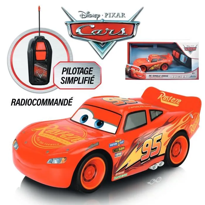 Smoby - Voiture Télécommandée Radiocommandée RC 1/32 Flash McQueen Cars - 14 cm - Fréquence 27MHz - 1 Canal - Dès 4 Ans - Sous Licence