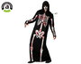 Déguisement Adulte Squelette Sanguinolent avec Capuche pour Homme, Taille XXL, Noir, Polyester, Thème Halloween