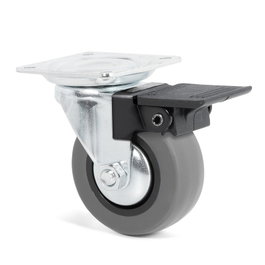 RUEDAS Roue pivotante EMILY avec plaque, 50 mm, avec frein, Gris