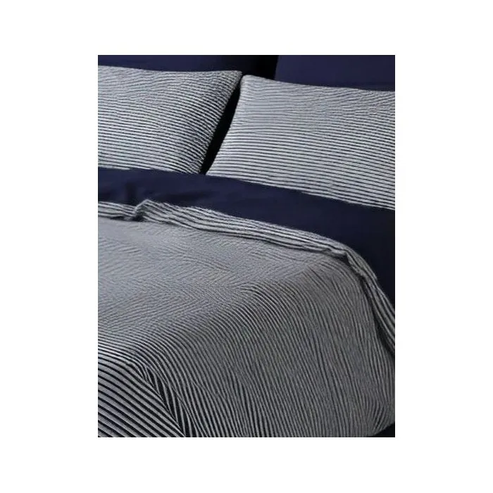 Parure de lit Rayures Bleu foncé, 140 x 200 cm, 100% coton renforcé Parure de lit Rayures Bleu foncé, 140 x 200 cm, 100% coton renforcé