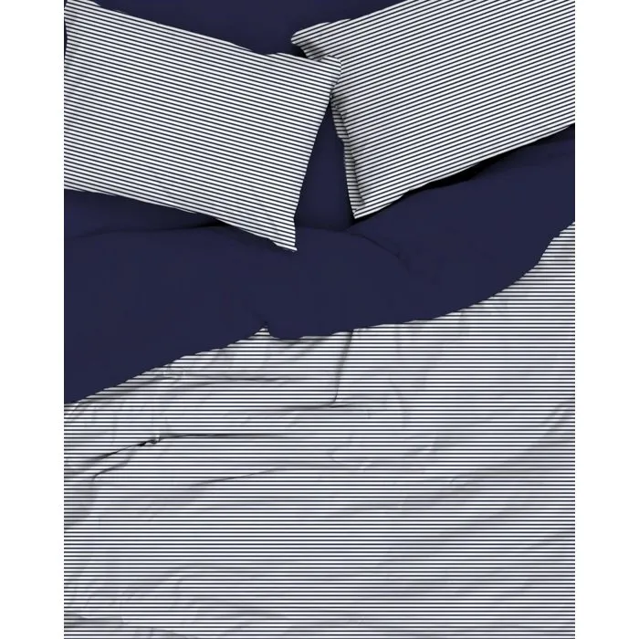 Parure de lit Rayures Bleu foncé, 140 x 200 cm, 100% coton renforcé Parure de lit Rayures Bleu foncé, 140 x 200 cm, 100% coton renforcé