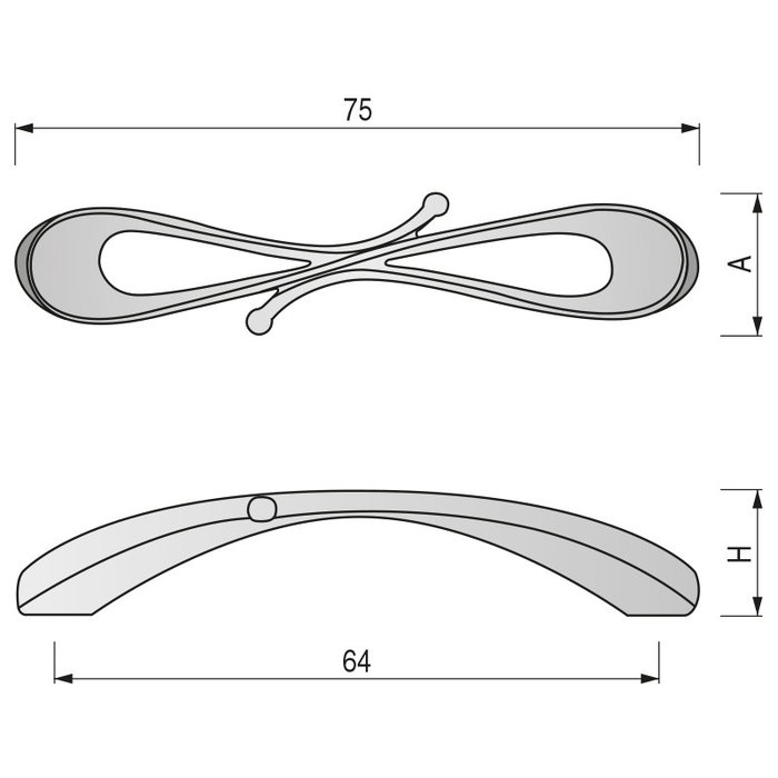 ZAVINNA Tirador de porte en zamac avec distance entre centres de 64 mm, finition chrome brillant ZAVINNA Tirador de porte en zamac avec distance entre centres de 64 mm, finition chrome brillant