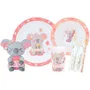 Fun House Lot Vaisselle Enfant Koala - Assiette Plate Ø 22 cm, Assiette Creuse Ø 16 cm, Verre 220 ml, Couverts et Peluche 22 cm - Set de Repas