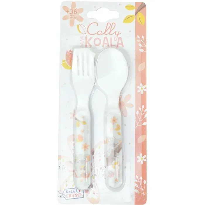 Fun House Lot Vaisselle Enfant Koala - Assiette Plate Ø 22 cm, Assiette Creuse Ø 16 cm, Verre 220 ml, Couverts et Peluche 22 cm - Set de Repas