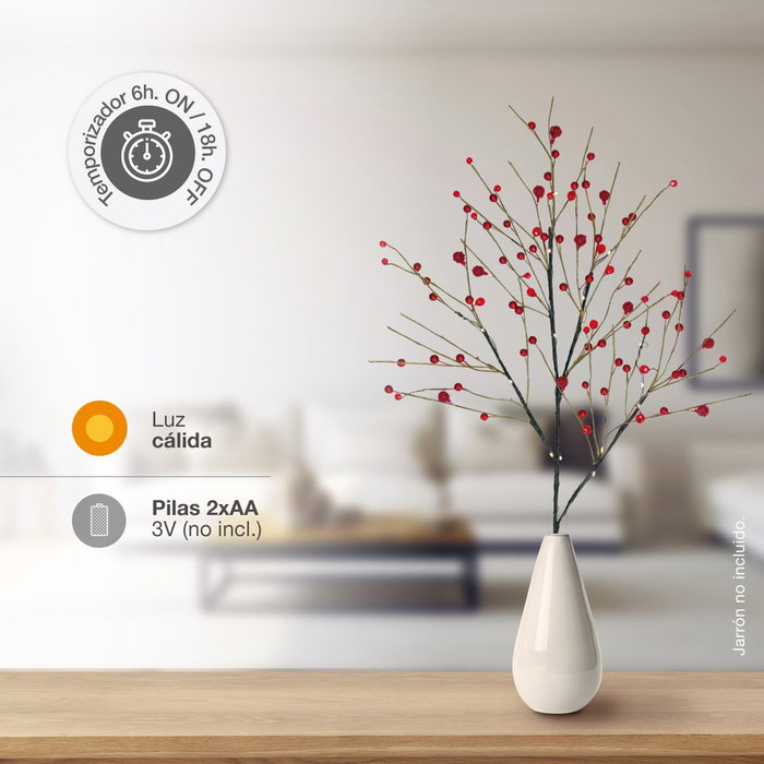 GSC Evolution Branche décorative LED de baies rouges 0,8 m Lumière chaude