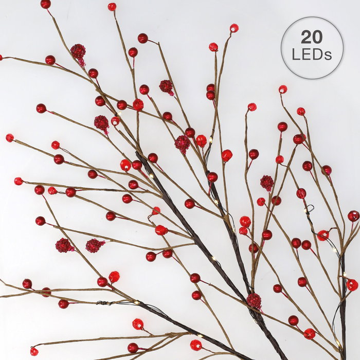GSC Evolution Branche décorative LED de baies rouges 0,8 m Lumière chaude