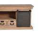 GINER Y COLOMER Buffet TV en bois de manguier massif avec pattes métal gris et rangement central - 2 portes, 3 tiroirs - Dimensions : 150x55x40 cm