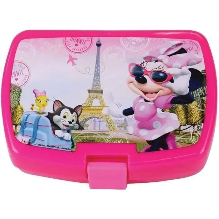 Fun House Ensemble de Vaisselle Réutilisable Disney Minnie 006377 - 6 Pièces (Assiettes, Verre, Gourde, Boîte Goûter, Couverts)