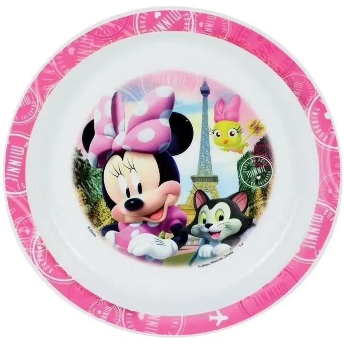 Fun House Ensemble de Vaisselle Réutilisable Disney Minnie 006377 - 6 Pièces (Assiettes, Verre, Gourde, Boîte Goûter, Couverts)