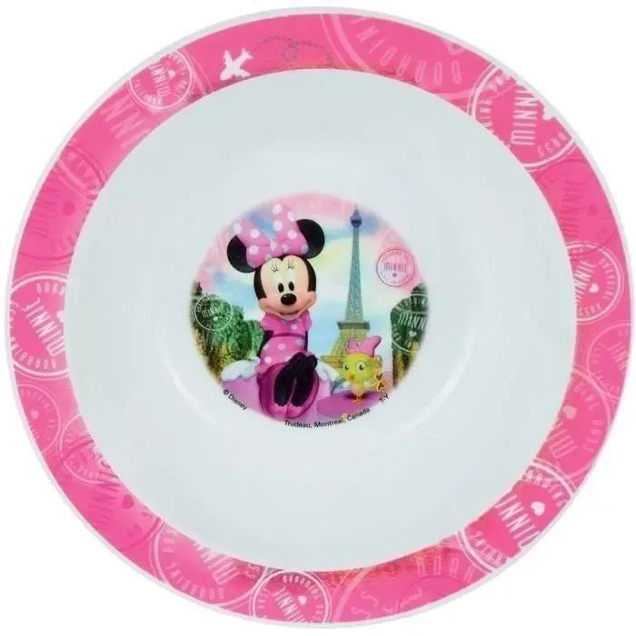 Fun House Ensemble de Vaisselle Réutilisable Disney Minnie 006377 - 6 Pièces (Assiettes, Verre, Gourde, Boîte Goûter, Couverts)