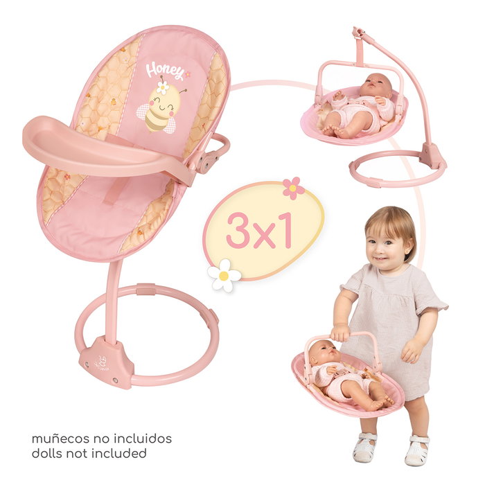 Decuevas Trona Columpio Honey 3 en 1 pour Poupées jusqu'à 50 cm Decuevas Trona Columpio Honey 3 en 1 pour Poupées jusqu'à 50 cm