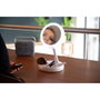 Grundig Miroir grossissant LED pliable blanc avec angle ajustable, 21 LED, alimentation piles ou micro-USB, 16 x 16 x 29 cm