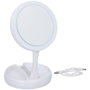 Grundig Miroir grossissant LED pliable blanc avec angle ajustable, 21 LED, alimentation piles ou micro-USB, 16 x 16 x 29 cm