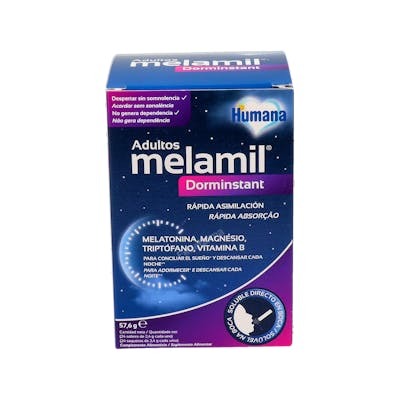 HUMANA Melamil Dorminstant 24 Sachets, Complexe de Mélatonine, Magnésium et Vitamines pour un Sommeil Réparateur Adulte HUMANA Melamil Dorminstant 24 Sachets, Complexe de Mélatonine, Magnésium et Vitamines pour un Sommeil Réparateur Adulte