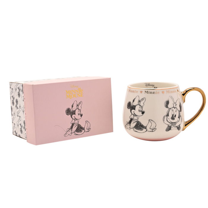 WIDDOP & CO Tasse Minnie Disney en Porcelaine avec Illustrations Esquissées et Détails Dorés