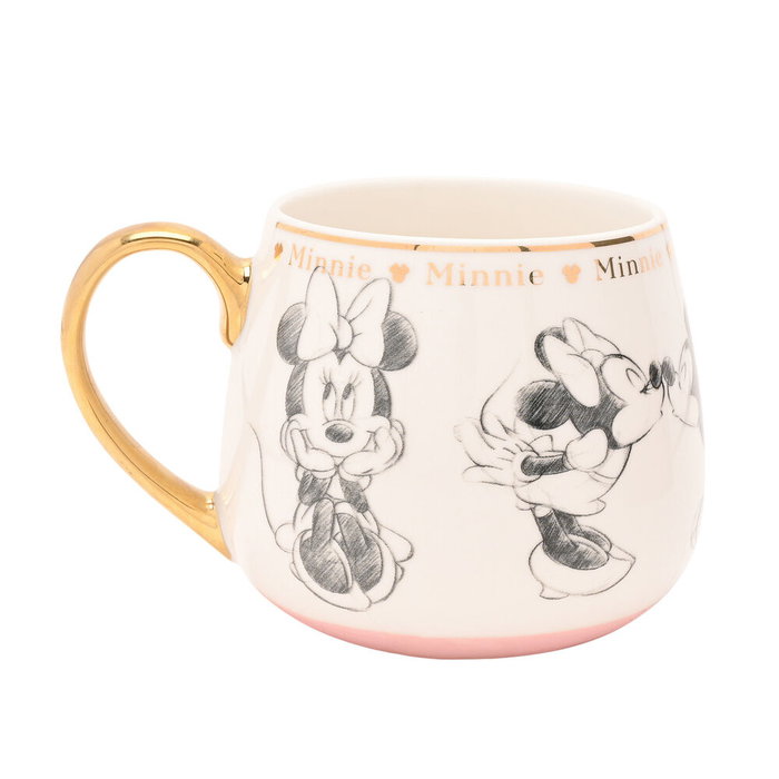 WIDDOP & CO Tasse Minnie Disney en Porcelaine avec Illustrations Esquissées et Détails Dorés