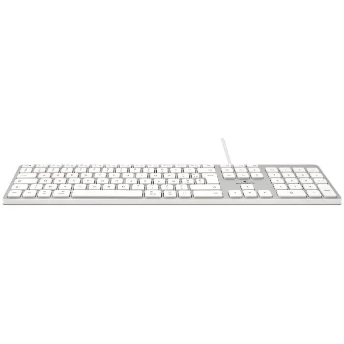 Bluestork KB Mac Clavier filaire pour Mac et MacBook avec layout Français, raccourcis multimédia, adaptateur USB/USB-C - Blanc