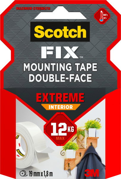 Scotch FIX Extreme Ruban de montage double face blanc 19 mm x 1,8 m Scotch FIX Extreme Ruban de montage double face blanc 19 mm x 1,8 m