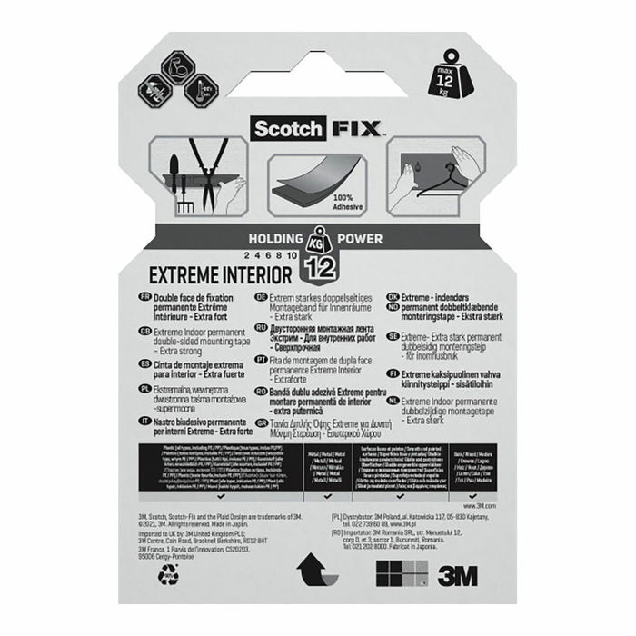 Ruban adhésif double face Scotch extreme 19 mm x 1,8 m Blanc