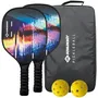 Schildkrot Set de Pickleball - 2 Raquettes et 2 Balles (TPE, Intérieur/Extérieur) avec Raquettes en Bois 7 Couches FSC et Poignée Antidérapante