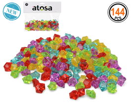 Sac à trésor pirate avec 144 bijoux de couleur pour enfants - Déguisement, décoration et récompenses de jeu (25x18 cm)