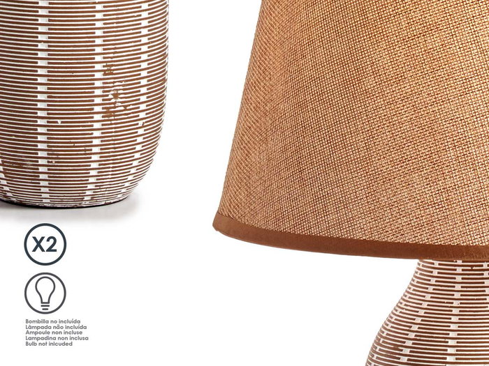 Giftdecor Lampe Céramique Rayée Grande 25x40x25 cm Crème Gris Marron (Set de 6) Giftdecor Lampe Céramique Rayée Grande 25x40x25 cm Crème Gris Marron (Set de 6)
