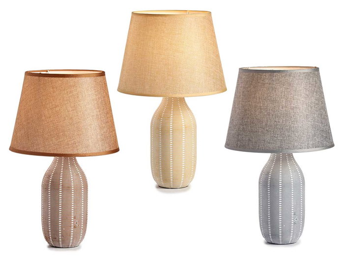 Giftdecor Lampe Céramique Rayée Grande 25x40x25 cm Crème Gris Marron (Set de 6) Giftdecor Lampe Céramique Rayée Grande 25x40x25 cm Crème Gris Marron (Set de 6)