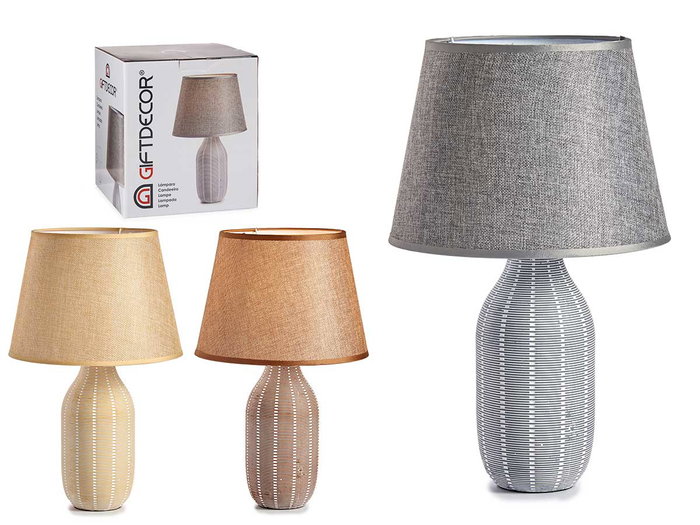 Giftdecor Lampe Céramique Rayée Grande 25x40x25 cm Crème Gris Marron (Set de 6) Giftdecor Lampe Céramique Rayée Grande 25x40x25 cm Crème Gris Marron (Set de 6)