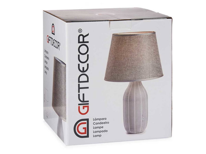 Giftdecor Lampe Céramique Rayée Grande 25x40x25 cm Crème Gris Marron (Set de 6) Giftdecor Lampe Céramique Rayée Grande 25x40x25 cm Crème Gris Marron (Set de 6)