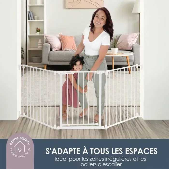 Dreambaby - Barrière de sécurité enfant Discovery 3 Panneaux Flex, réglable 74.5-195 cm, hauteur 74 cm, finition blanche, pour escalier et grands espaces Dreambaby - Barrière de sécurité enfant Discovery 3 Panneaux Flex, réglable 74.5-195 cm, hauteur 74 cm, finition blanche, pour escalier et grands espaces