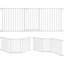 Dreambaby - Barrière de sécurité enfant Discovery 3 Panneaux Flex, réglable 74.5-195 cm, hauteur 74 cm, finition blanche, pour escalier et grands espaces